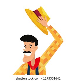 man with mustache holding hat traditional clothes folklore
