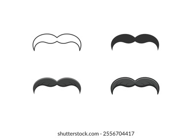 man mustache icon made in outline, silhouette, flat, cartoon style