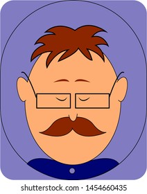 Hombre con bigote, ilustración, vector sobre fondo blanco.