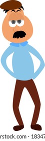Homem com bigode, ilustração, vetor sobre fundo branco