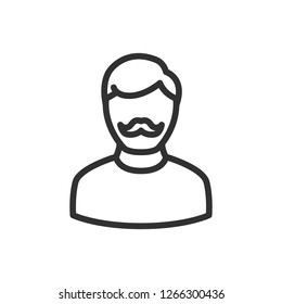 man with a mustache. linear icon. Line with editable stroke