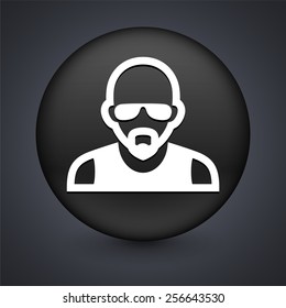 Man with Mustache on Black Round Buttons