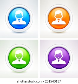 Man with  Mustache on  Color Round Buttons