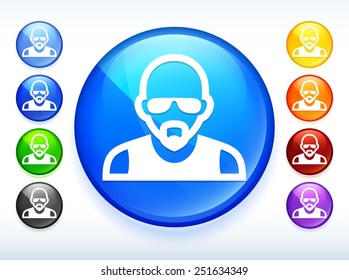 Man with Mustache on  Color Round Buttons