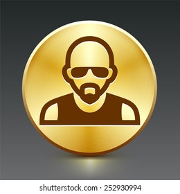 Man with Mustache on Gold Round Buttons