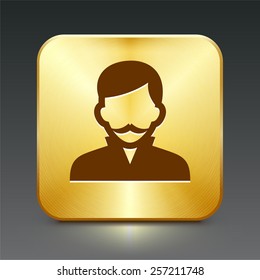 Man with  Mustache on Gold Square Buttons