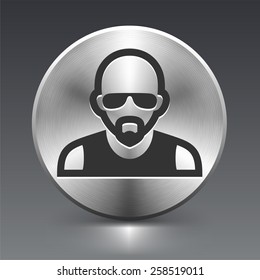 Man with Mustache on Silver Round Buttons