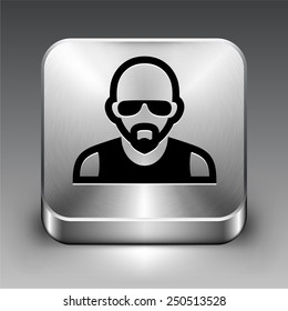 Man with Mustache on Silver Square Buttons