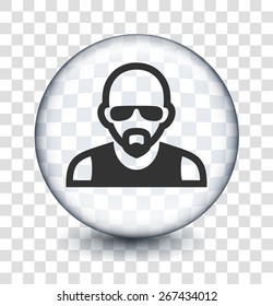 Man with Mustache on Transparent Round Buttons