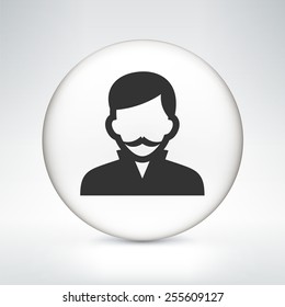 Man with  Mustache on White Round Buttons