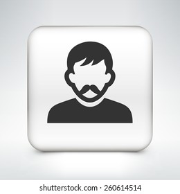 Man with Mustache on White Square Buttons