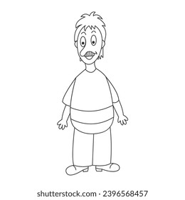 Man with mustache. Person character. Line style. Vector illustration