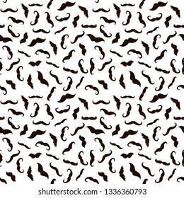 Man mustache photobooth art seamless white brown wallpaper pattern