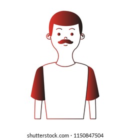 Man with mustache profile red lines