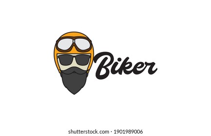 man with mustache rider logo symbol icon vector graphic design 