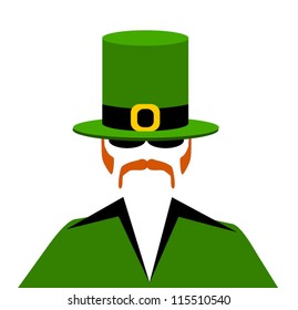 man with mustache and sideburns wearing irish hat and sunglasses