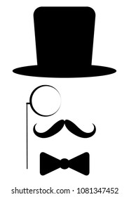 man mustache silhouette hat vector