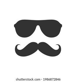 Man mustache and sunglasses icon. Moustache and glasses, geek or hipster style.