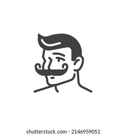 Man with mustache vector icon. filled flat sign for mobile concept and web design. Mustache style glyph icon. Symbol, logo illustration. Vector graphics