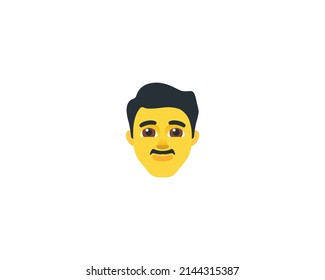Hombre con un personaje aislado de vector de bigote. Hombre con ícono de bigote