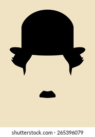 Man with mustache wearing a vintage hat symbol