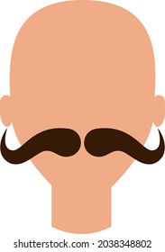 Man with mustaches on up, illustration, vector, on a white background.