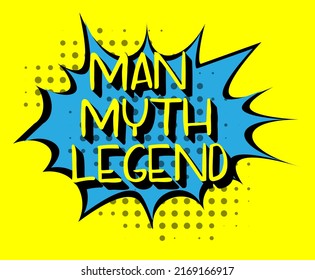 Man Myth Legend Halftone comic style vector illustration.