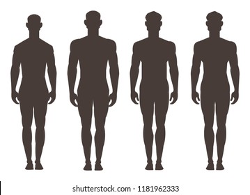 Man Naked Figue Silhouette Set Four Stock Vector Royalty Free