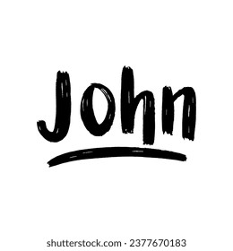 Man name John hand lettering on white background.