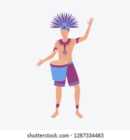 Man in Namerican costume. Young fellow, carnival, festive. Can be used for topics like celebration, greeting, seasonal