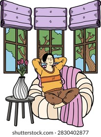 A man napping on the couch inside the house