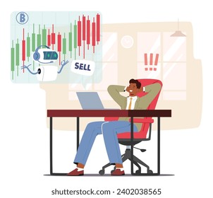 Man Navigates The Complexities Of Trading With Ease, Leveraging His Artificial Intelligence Assistant To Analyze Market Trends, Make Informed Decision And Optimize His Investment Strategy Effortlessly