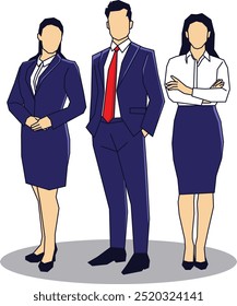 homem de terno azul marinho ou escuro, homem de negócios, funcionário, chefe, gerente, proprietário, equipe ou secretário vetor de arte plana, sem rosto