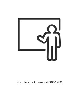  man near blackboard. Line with Editable stroke