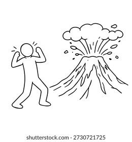 homem perto de um ícone de linha de vetor vulcano em um fundo branco.
Ícone de linha de vetor em um plano de fundo branco