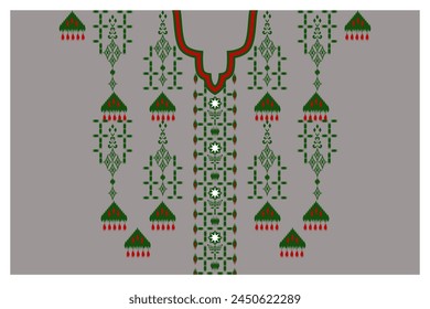 Man neck embroidery.Geometric Ethnic Oriental traditional pattern, ikat decoration for background, wallpaper, clothing and wrapping.