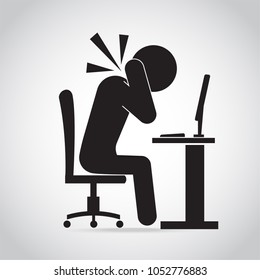 Man Neck Pain Icon. Office Syndrome Icon Sign Illustration