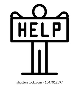 Man need help icon. Outline man need help vector icon for web design isolated on white background