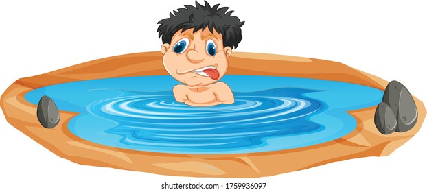 A Man Need Help in the Water cartoon vector art and illustration