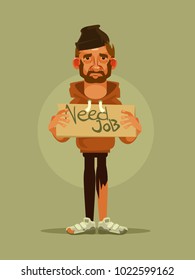 Man need job. Vector cartoon illustration