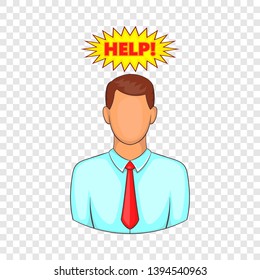 Man needs help icon. Cartoon illustration of human emotion vector icon for web design