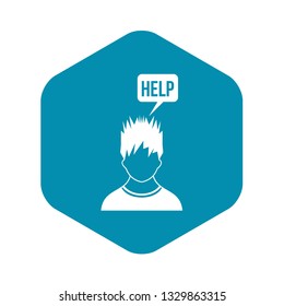Man needs help icon in simple style isolated on white background