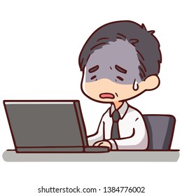 Man with negative expression at work