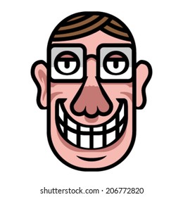 Man Nerd Geek head cartoon illustration