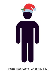 Un hombre con sombrero de Año Nuevo. Icono para el Año Nuevo, Navidad. Pectograma para Navidad, Año Nuevo. Elemento de lugar público, diseño web, publicidad, cartel, saludo, postal. EPS10
