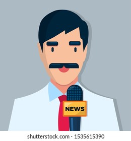 man news anchor isolated vector illustration in flat style