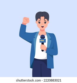 Man News Reporter Character Design Illustration