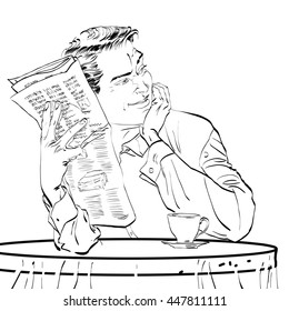man newspaper Breakfast coffee table