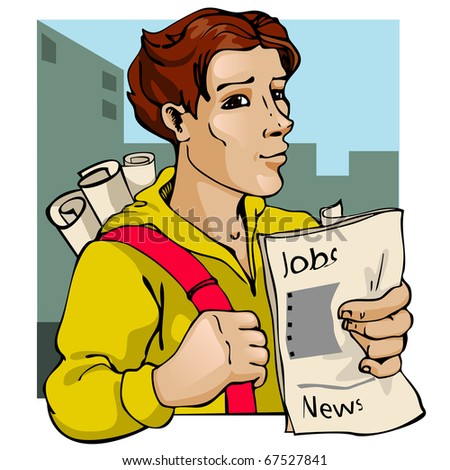 The man with the newspaper in a hand