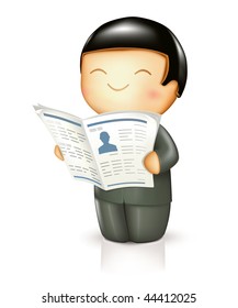 Man with newspaper, mesh